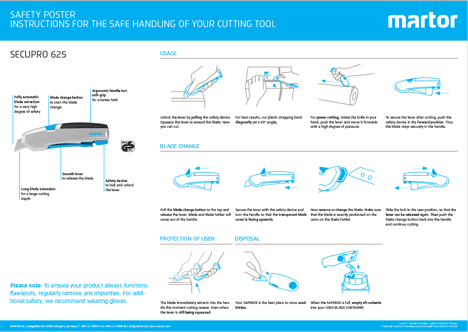 safety poter for safe handling of your cutting tool